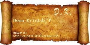 Doma Kristóf névjegykártya